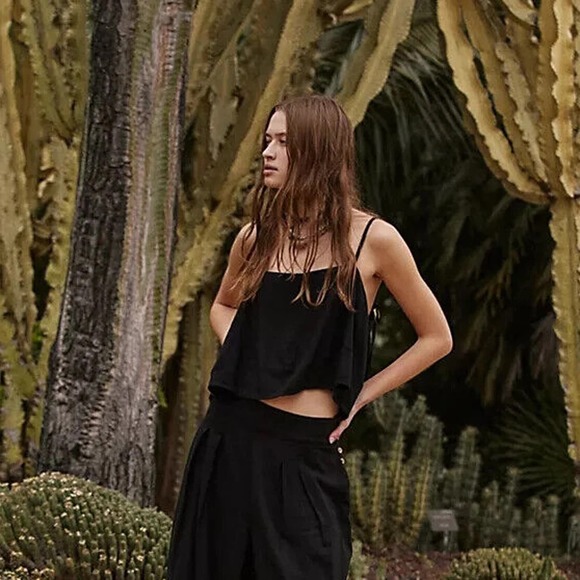 NEW Free People Black Struttin Set Pant Crop Top Size Small - Picture 3 of 14